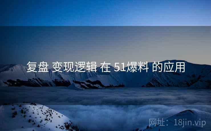 复盘 变现逻辑 在 51爆料 的应用