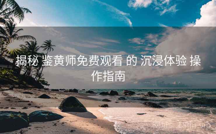 揭秘 鉴黄师免费观看 的 沉浸体验 操作指南